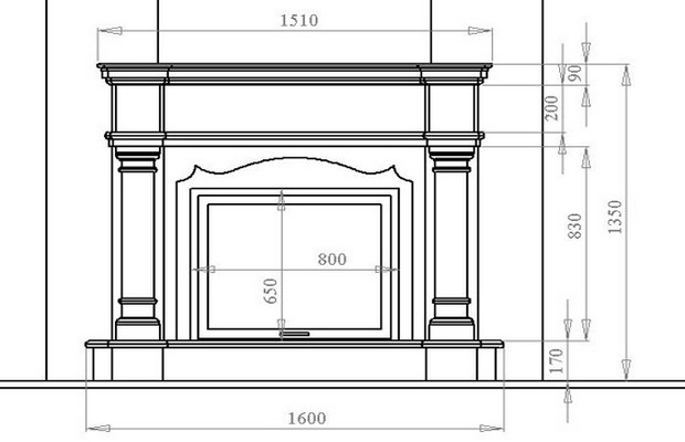Чертеж декоративного камина 