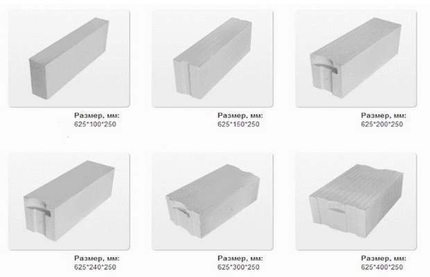 Наиболее распространенные размеры газобетонного блока